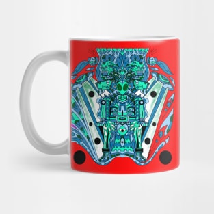 alien warfare in mayan spaceship ecopop pattern mandala Mug